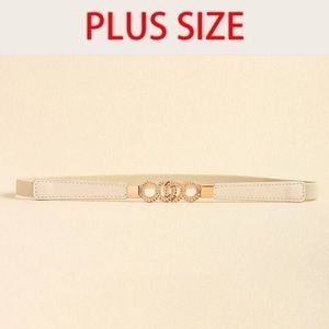 Elegant Gold Buckle Cream Belt